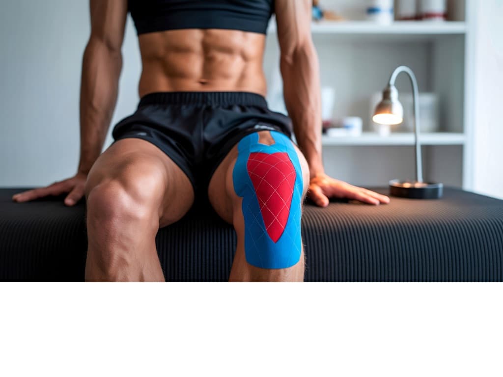 Patient sitting on a table for injury and recovery